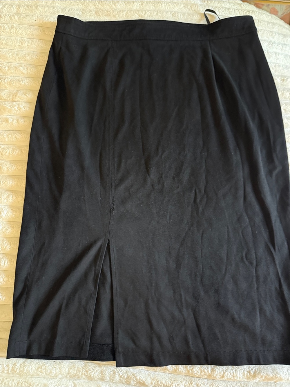 Tahari Black Faux Suede Pencil Skirt with Front Slit
